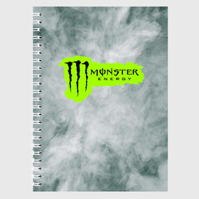 Тетрадь с принтом MONSTER ENERGY (Z) , 100% бумага | 48 листов, плотность листов — 60 г/м2, плотность картонной обложки — 250 г/м2. Листы скреплены сбоку удобной пружинной спиралью. Уголки страниц и обложки скругленные. Цвет линий — светло-серый
 | Тематика изображения на принте: black monster | bmx | claw | cybersport | energy | monster | monster energy | moto | motocross | race | sport | киберспорт | когти | монстер энерджи | монстр | мото | мотокросс | ралли | скейтбординг | спорт | энергия