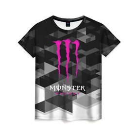 Женская футболка 3D с принтом MONSTER ENERGY (Z) , 100% полиэфир ( синтетическое хлопкоподобное полотно) | прямой крой, круглый вырез горловины, длина до линии бедер | black monster | bmx | claw | cybersport | energy | monster | monster energy | moto | motocross | race | sport | киберспорт | когти | монстер энерджи | монстр | мото | мотокросс | ралли | скейтбординг | спорт | энергия