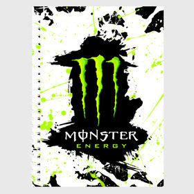 Тетрадь с принтом MONSTER ENERGY (Z) , 100% бумага | 48 листов, плотность листов — 60 г/м2, плотность картонной обложки — 250 г/м2. Листы скреплены сбоку удобной пружинной спиралью. Уголки страниц и обложки скругленные. Цвет линий — светло-серый
 | black monster | bmx | claw | cybersport | energy | monster | monster energy | moto | motocross | race | sport | киберспорт | когти | монстер энерджи | монстр | мото | мотокросс | ралли | скейтбординг | спорт | т | энергия
