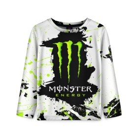 Детский лонгслив 3D с принтом MONSTER ENERGY (Z) , 100% полиэстер | длинные рукава, круглый вырез горловины, полуприлегающий силуэт
 | black monster | bmx | claw | cybersport | energy | monster | monster energy | moto | motocross | race | sport | киберспорт | когти | монстер энерджи | монстр | мото | мотокросс | ралли | скейтбординг | спорт | т | энергия