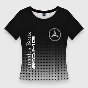 Женская футболка 3D Slim с принтом Mercedes Benz ,  |  | amg | mercedes | mercedes значок | mercedes лого | mercedes марка | амг | бенц | лого автомобиля | логотип мерседес | мерин | мерс | мерседес | мерседес бенз | мерседес лого | мерседес эмблема