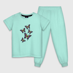 Детская пижама хлопок с принтом Радужные бабочки , 100% хлопок |  брюки и футболка прямого кроя, без карманов, на брюках мягкая резинка на поясе и по низу штанин
 | ангел | бабочка | бабочки | весна | девочкам | девушке | крылья | лето | любовь | милый | насекомые | нежный | неоновый | подарок | природа | радужный | романтика | солнечный | цветочки