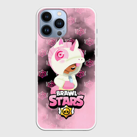 Чехол для iPhone 13 Pro Max с принтом Brawl stars Unicorn. ,  |  | Тематика изображения на принте: bibi | brawl stars | coach mike | leon | leon shark | mecha crow | mr.p | sally leon | sandy | sprout | unicorn | virus 8 bit | биби | бравл старс | вирус 8 бит | леон | оборотень | спроут | сэли леон