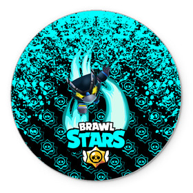 Коврик для мышки круглый с принтом Brawl stars mecha crow. , резина и полиэстер | круглая форма, изображение наносится на всю лицевую часть | Тематика изображения на принте: bibi | brawl stars | coach mike | leon | leon shark | mecha crow | mr.p | sally leon | sandy | sprout | unicorn | virus 8 bit | биби | бравл старс | вирус 8 бит | леон | оборотень | спроут | сэли леон