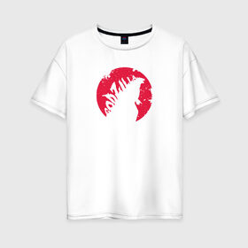 Женская футболка хлопок Oversize с принтом Godzilla , 100% хлопок | свободный крой, круглый ворот, спущенный рукав, длина до линии бедер
 | godzilla | годзила | годзилла
