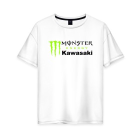 Женская футболка хлопок Oversize с принтом KAWASAKI (Z) , 100% хлопок | свободный крой, круглый ворот, спущенный рукав, длина до линии бедер
 | bike | energy | kawasaki | monster | monster energy | moto | motocross | ninja | sport | zzr | кавасаки | кавасаки ниндзя | монстер энерджи | монстр | мото | мотокросс | ниндзя | спорт | энергия