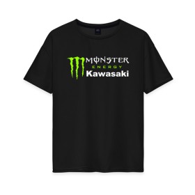 Женская футболка хлопок Oversize с принтом KAWASAKI (Z) , 100% хлопок | свободный крой, круглый ворот, спущенный рукав, длина до линии бедер
 | bike | energy | kawasaki | monster | monster energy | moto | motocross | ninja | sport | zzr | кавасаки | кавасаки ниндзя | монстер энерджи | монстр | мото | мотокросс | ниндзя | спорт | энергия