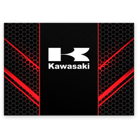 Поздравительная открытка с принтом KAWASAKI (Z) , 100% бумага | плотность бумаги 280 г/м2, матовая, на обратной стороне линовка и место для марки
 | bike | kawasaki | moto | motocycle | ninja | sportmotorcycle | zzr | кавасаки | кавасаки ниндзя | мото | мотоспорт | ниндзя