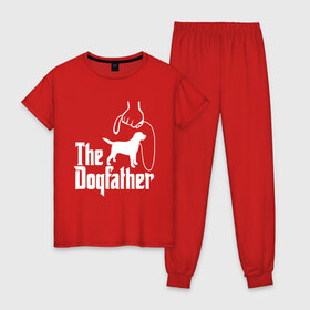 Женская пижама хлопок с принтом The Dogfather - пародия , 100% хлопок | брюки и футболка прямого кроя, без карманов, на брюках мягкая резинка на поясе и по низу штанин | godfather | крестный отец | лабрадор | ретривер | собака | собачник | хобби