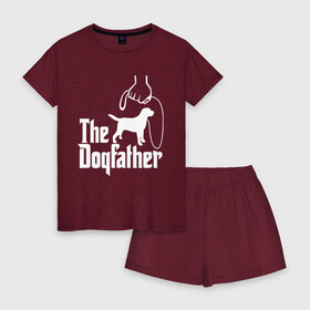 Женская пижама с шортиками хлопок с принтом The Dogfather - пародия , 100% хлопок | футболка прямого кроя, шорты свободные с широкой мягкой резинкой | godfather | крестный отец | лабрадор | ретривер | собака | собачник | хобби
