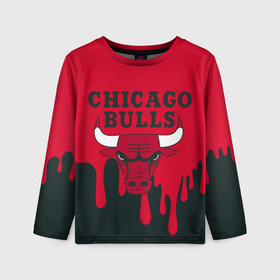 Детский лонгслив 3D с принтом Chicago Bulls. , 100% полиэстер | длинные рукава, круглый вырез горловины, полуприлегающий силуэт
 | 23 | air jordan | bulls | chicago bulls | jordan | michael jordan | nba | paris saint germain | psg | red | sport | быки | джордан | майкл джордан | псж | спорт | чикаго буллс