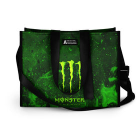 Сумка-шоппер 3D с принтом MONSTER ENERGY , 100% полиэстер | застегивается на металлическую кнопку; внутренний карман застегивается на молнию. Стенки укреплены специальным мягким материалом, чтобы защитить содержимое от несильных ударов
 | energy | honda | mercedes | monster energy | porsche | racing | sport | toyota | автомобил | автомобильные | марка | машины | митсубиси | монстр | монстр энерджи | порше | спорт | тесла | тойота | хонда