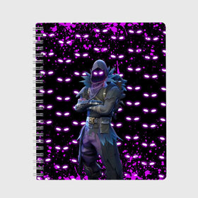 Тетрадь с принтом Fortnite Raven , 100% бумага | 48 листов, плотность листов — 60 г/м2, плотность картонной обложки — 250 г/м2. Листы скреплены сбоку удобной пружинной спиралью. Уголки страниц и обложки скругленные. Цвет линий — светло-серый
 | archetype | fortnite | fortnite 2 | fortnite x | ikonik | marshmello | raven | архетип | ворон | иконик | маршмелло | фортнайт | фортнайт 2 | фортнайт глава 2