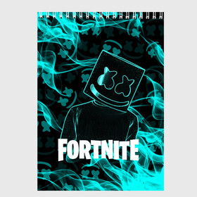 Скетчбук с принтом Fortnite Marshmello , 100% бумага
 | 48 листов, плотность листов — 100 г/м2, плотность картонной обложки — 250 г/м2. Листы скреплены сверху удобной пружинной спиралью | archetype | fortnite | fortnite x | game | ikonik | marshmello | raven | архетип | ворон | игра | иконик | маршмелло | фортнайт