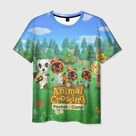 Мужская футболка 3D с принтом ANIMAL CROSSING , 100% полиэфир | прямой крой, круглый вырез горловины, длина до линии бедер | animal crossing:new horizons | game | nintendo | анимал кроссинг | животные | звери | игра | нинтендо | пересечение животных