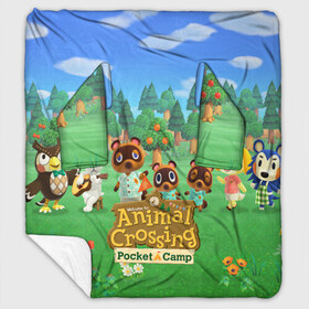 Плед с рукавами с принтом ANIMAL CROSSING , 100% полиэстер | Закругленные углы, все края обработаны. Ткань не мнется и не растягивается. Размер 170*145 | animal crossing:new horizons | game | nintendo | анимал кроссинг | животные | звери | игра | нинтендо | пересечение животных