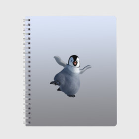 Тетрадь с принтом мультяшный пингвин , 100% бумага | 48 листов, плотность листов — 60 г/м2, плотность картонной обложки — 250 г/м2. Листы скреплены сбоку удобной пружинной спиралью. Уголки страниц и обложки скругленные. Цвет линий — светло-серый
 | герой | зимняя птица | лед | миленький | мультяшный | неуклюжий | персонаж | пингвин | пингвинчик | смешной