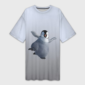 Платье-футболка 3D с принтом мультяшный  пингвин ,  |  | герой | зимняя птица | лед | миленький | мультяшный | неуклюжий | персонаж | пингвин | пингвинчик | смешной