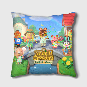 Подушка 3D с принтом ANIMAL CROSSING , наволочка – 100% полиэстер, наполнитель – холлофайбер (легкий наполнитель, не вызывает аллергию). | состоит из подушки и наволочки. Наволочка на молнии, легко снимается для стирки | animal crossing:new horizons | game | nintendo | анимал кроссинг | животные | звери | игра | нинтендо | пересечение животных