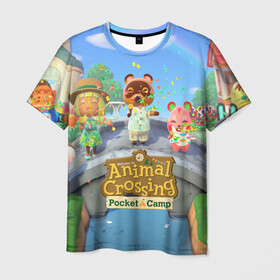 Мужская футболка 3D с принтом ANIMAL CROSSING , 100% полиэфир | прямой крой, круглый вырез горловины, длина до линии бедер | animal crossing:new horizons | game | nintendo | анимал кроссинг | животные | звери | игра | нинтендо | пересечение животных