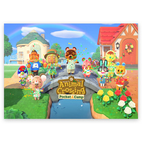 Поздравительная открытка с принтом ANIMAL CROSSING , 100% бумага | плотность бумаги 280 г/м2, матовая, на обратной стороне линовка и место для марки
 | animal crossing:new horizons | game | nintendo | анимал кроссинг | животные | звери | игра | нинтендо | пересечение животных