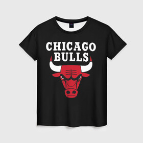 Женская футболка 3D с принтом CHICAGO BULLS , 100% полиэфир ( синтетическое хлопкоподобное полотно) | прямой крой, круглый вырез горловины, длина до линии бедер | bulls | chicago | chicago bulls | nba | red bulls | usa | америка | быки | нба | сша | чикаго буллс