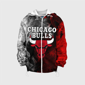 Детская куртка 3D с принтом CHICAGO BULLS , 100% полиэстер | застежка — молния, подол и капюшон оформлены резинкой с фиксаторами, по бокам — два кармана без застежек, один потайной карман на груди, плотность верхнего слоя — 90 г/м2; плотность флисового подклада — 260 г/м2 | bulls | chicago | chicago bulls | nba | red bulls | usa | америка | быки | нба | сша | чикаго буллс