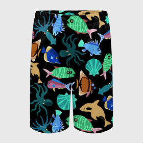 Детские спортивные шорты 3D с принтом Summer ,  100% полиэстер
 | пояс оформлен широкой мягкой резинкой, ткань тянется
 | Тематика изображения на принте: color | design | fashion | fish | paint | shell | squid | summer | vanguard | авангард | дизайн | кальмар | краска | лето | мода | ракушка | рыба | цвет