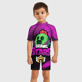 Детский купальный костюм 3D с принтом СПАЙК BRAWL STARS , Полиэстер 85%, Спандекс 15% | застежка на молнии на спине | brawl stars spike | spike | бравл старс спайк | бравлер | кактус | спайк | спайк brawl stars