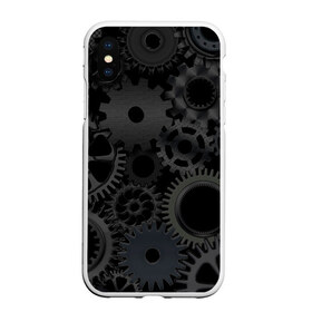 Чехол для iPhone XS Max матовый с принтом Механизмы , Силикон | Область печати: задняя сторона чехла, без боковых панелей | hi tech | steampunk | брутальные | брутальный | инженер | инжинер | искусство механизмов | механизм | механизмы | стимпанк | текстура | черные шестерёнки | шестеренки | шестерни | я инженер