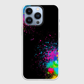 Чехол для iPhone 13 Pro с принтом Брызги красок ,  |  | абстракция | брызги | брызги краски | брызги красок | краска | круги | лайки | пятна | радуга | спрей | цветной