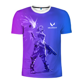 Мужская футболка 3D спортивная с принтом Valorant , 100% полиэстер с улучшенными характеристиками | приталенный силуэт, круглая горловина, широкие плечи, сужается к линии бедра | raze | riot games | valorant | валорант | рейз