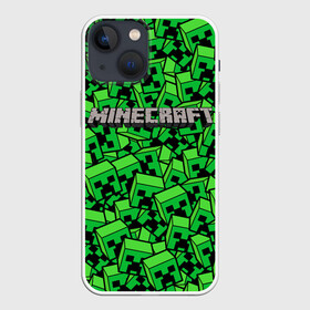 Чехол для iPhone 13 mini с принтом MINERCRAFT ,  |  | Тематика изображения на принте: creeper | creepers | minercraft | алмаз | крипер | криперы | маин | майн | майн крафт | майнкрафт