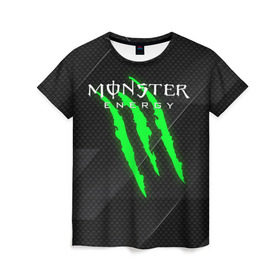 Женская футболка 3D с принтом MONSTER ENERGY (Z) , 100% полиэфир ( синтетическое хлопкоподобное полотно) | прямой крой, круглый вырез горловины, длина до линии бедер | black monster | bmx | claw | cybersport | energy | monster | monster energy | moto | motocross | race | sport | киберспорт | когти | монстер энерджи | монстр | мото | мотокросс | ралли | скейтбординг | спорт | то | энергия