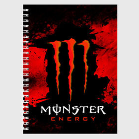 Тетрадь с принтом MONSTER ENERGY (Z) , 100% бумага | 48 листов, плотность листов — 60 г/м2, плотность картонной обложки — 250 г/м2. Листы скреплены сбоку удобной пружинной спиралью. Уголки страниц и обложки скругленные. Цвет линий — светло-серый
 | black monster | bmx | claw | cybersport | energy | monster | monster energy | moto | motocross | race | sport | киберспорт | когти | монстер энерджи | монстр | мото | мотокросс | ралли | скейтбординг | спорт | энергия