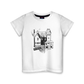 Детская футболка хлопок с принтом 2366603 , 100% хлопок | круглый вырез горловины, полуприлегающий силуэт, длина до линии бедер | beetlejuice | vdpartat | битлджус | дом | надгробие | ужасы