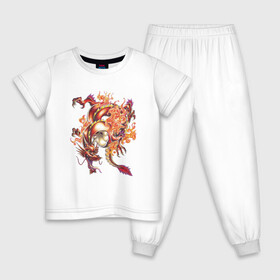 Детская пижама хлопок с принтом Дракон , 100% хлопок |  брюки и футболка прямого кроя, без карманов, на брюках мягкая резинка на поясе и по низу штанин
 | Тематика изображения на принте: арт | дракон | животные | картинка | китайский дракон | рисунок