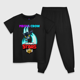 Детская пижама хлопок с принтом BRAWL STARS MECHA CROW. , 100% хлопок |  брюки и футболка прямого кроя, без карманов, на брюках мягкая резинка на поясе и по низу штанин
 | 8 bit | brawl stars | crow | gale | leon | leon shark | max | mecha | mecha crow | mr.p | sally leon | shark | tara | virus 8 bit | werewolf leon | акула | берли | бравл старс | ворон | макс | оборотень