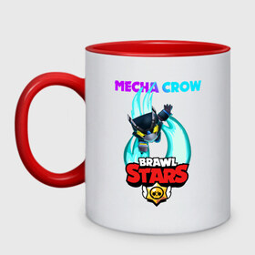 Кружка двухцветная с принтом BRAWL STARS MECHA CROW. , керамика | объем — 330 мл, диаметр — 80 мм. Цветная ручка и кайма сверху, в некоторых цветах — вся внутренняя часть | 8 bit | brawl stars | crow | gale | leon | leon shark | max | mecha | mecha crow | mr.p | sally leon | shark | tara | virus 8 bit | werewolf leon | акула | берли | бравл старс | ворон | макс | оборотень