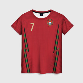 Женская футболка 3D с принтом 	Ronaldo home EURO 2020 , 100% полиэфир ( синтетическое хлопкоподобное полотно) | прямой крой, круглый вырез горловины, длина до линии бедер | championship | euro | ronaldo | евро | криштиану | португалия | роналду | чемпионат европы