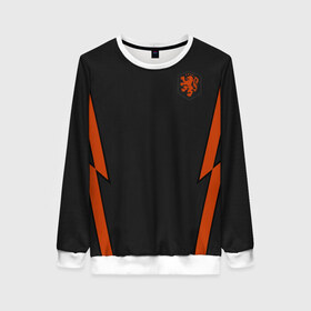 Женский свитшот 3D с принтом Netherlands away EURO 2020 , 100% полиэстер с мягким внутренним слоем | круглый вырез горловины, мягкая резинка на манжетах и поясе, свободная посадка по фигуре | 