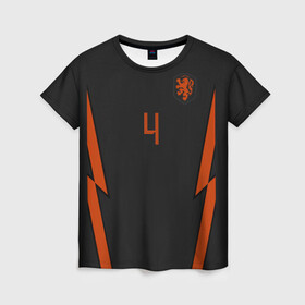 Женская футболка 3D с принтом Van Dijk away EURO 2020 , 100% полиэфир ( синтетическое хлопкоподобное полотно) | прямой крой, круглый вырез горловины, длина до линии бедер | Тематика изображения на принте: championship | euro | uefa | ван дейк | евро