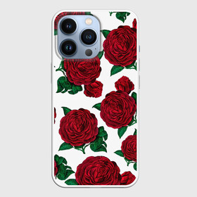 Чехол для iPhone 13 Pro с принтом Винтажные розы ,  |  | Тематика изображения на принте: flowers | pattern | алые | бутоны | винный | винтаж | винтажные | готика | готический | девушкам | женщинам | красныерозы | лепестки | лето | листья | любовь | нежность | паттерн | подарок | праздник | природа