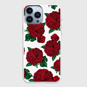 Чехол для iPhone 13 Pro Max с принтом Винтажные розы ,  |  | Тематика изображения на принте: flowers | pattern | алые | бутоны | винный | винтаж | винтажные | готика | готический | девушкам | женщинам | красныерозы | лепестки | лето | листья | любовь | нежность | паттерн | подарок | праздник | природа