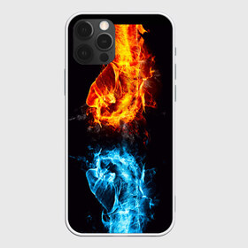 Чехол для iPhone 12 Pro Max с принтом Огонь и Вода (противостояние) , Силикон |  | dark | битва | битваогней | бокс | борьба | брызги | вода | волна | дракон | иньянь | искры | крутой | лед | мужчинам | неоновый | огненный | огонь | пламенный | пламя | притяжение | против