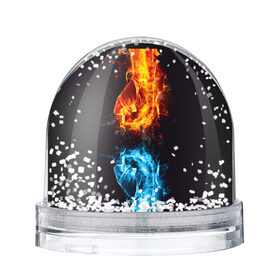 Снежный шар с принтом Огонь и Вода (противостояние) , Пластик | Изображение внутри шара печатается на глянцевой фотобумаге с двух сторон | dark | битва | битваогней | бокс | борьба | брызги | вода | волна | дракон | иньянь | искры | крутой | лед | мужчинам | неоновый | огненный | огонь | пламенный | пламя | притяжение | против