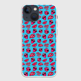 Чехол для iPhone 13 mini с принтом Губы. Поп арт ,  |  | kiss me | pattern | pop art | губы | много губ | паттерн | поп арт | тайлинг | текстуры | фоны