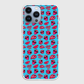 Чехол для iPhone 13 Pro Max с принтом Губы. Поп арт ,  |  | Тематика изображения на принте: kiss me | pattern | pop art | губы | много губ | паттерн | поп арт | тайлинг | текстуры | фоны