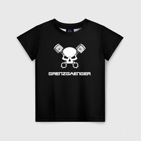 Детская футболка 3D с принтом Grenzgaenger , 100% гипоаллергенный полиэфир | прямой крой, круглый вырез горловины, длина до линии бедер, чуть спущенное плечо, ткань немного тянется | grenzgaenger | авто | байк | байкер | гонки | гонщик | двигатель | механик | мото | поршень | череп