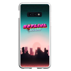 Чехол для Samsung S10E с принтом HOTLINE MIAMI , Силикон | Область печати: задняя сторона чехла, без боковых панелей | Тематика изображения на принте: abstraction games | dennaton games | devolver digital | game | hotline miami | hotline miami 2: wrong number | retrowave | synthwave | мотель | мотель майами